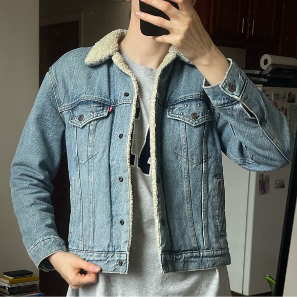 Levi’s Ex-Boyfriend Fleece Denim Jacket / Sherpa jacket / Size S - Picture 3 of 7